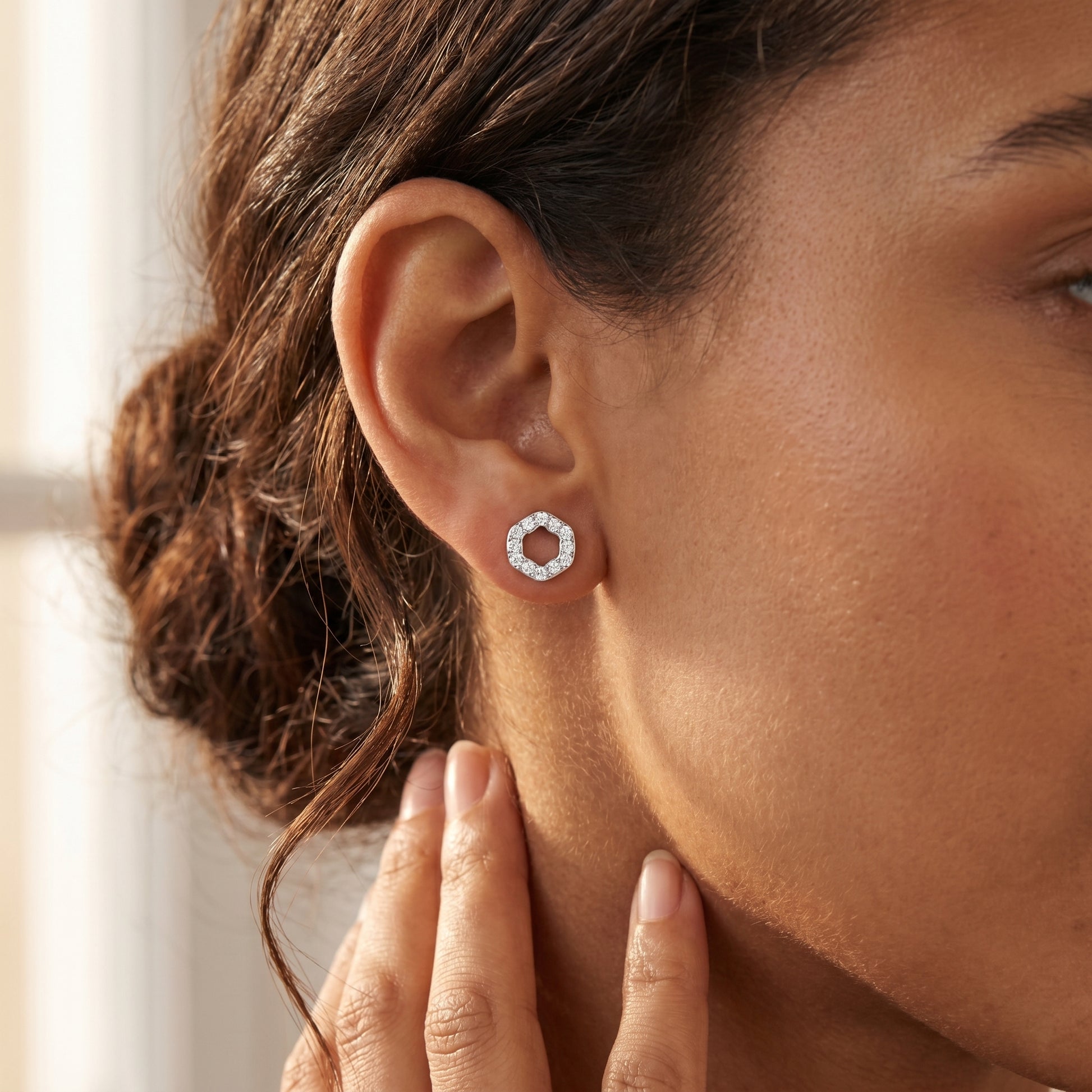 Round Cut Lab Grown Diamond Stud Earrings in White Gold
