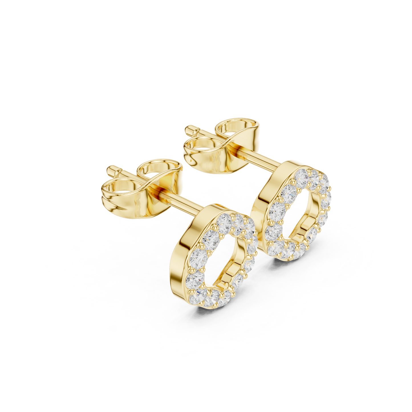 Round Cut Lab Grown Diamond Stud Earrings in Yellow Gold
