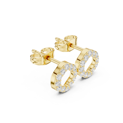 Round Cut Lab Grown Diamond Stud Earrings in Yellow Gold