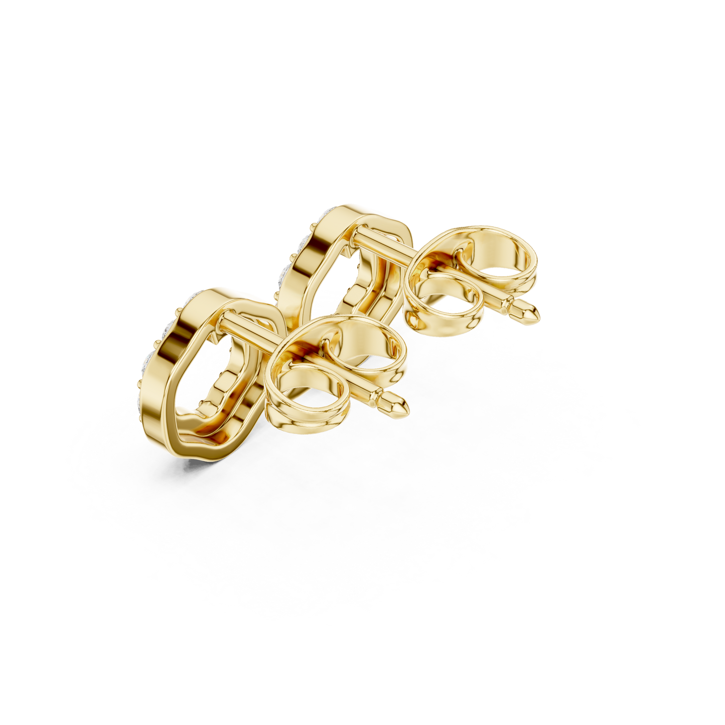 Round Cut Lab Grown Diamond Stud Earrings in Yellow Gold