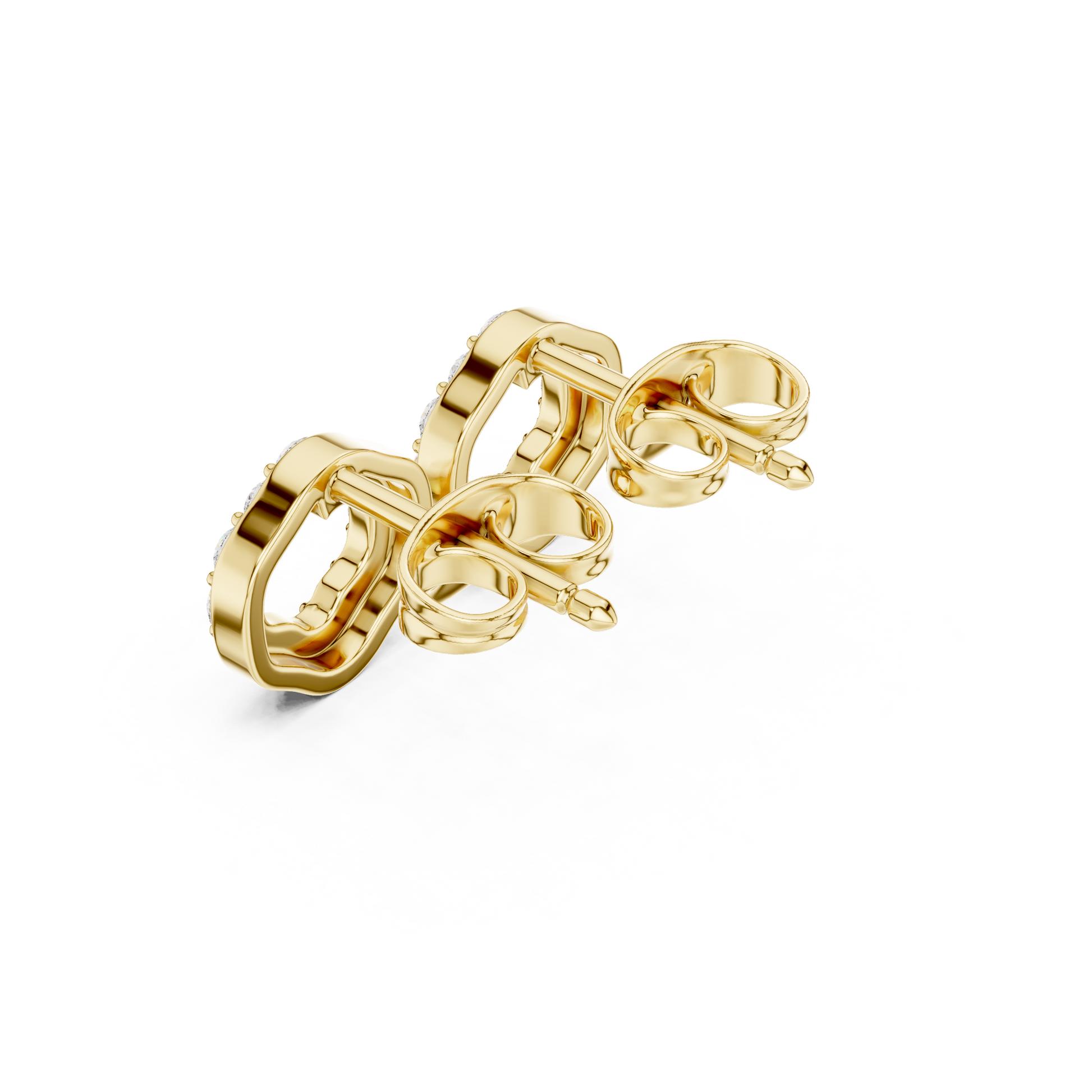 Round Cut Lab Grown Diamond Stud Earrings in Yellow Gold