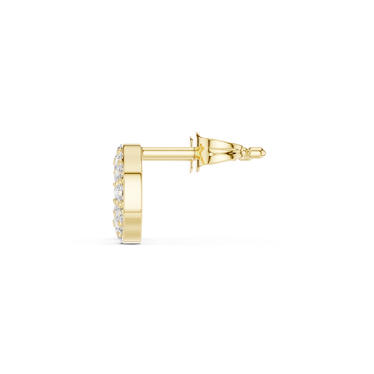 Round Cut Lab Grown Diamond Stud Earrings in Yellow Gold
