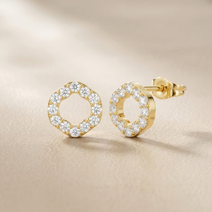 Round Cut Lab Grown Diamond Stud Earrings in Yellow Gold