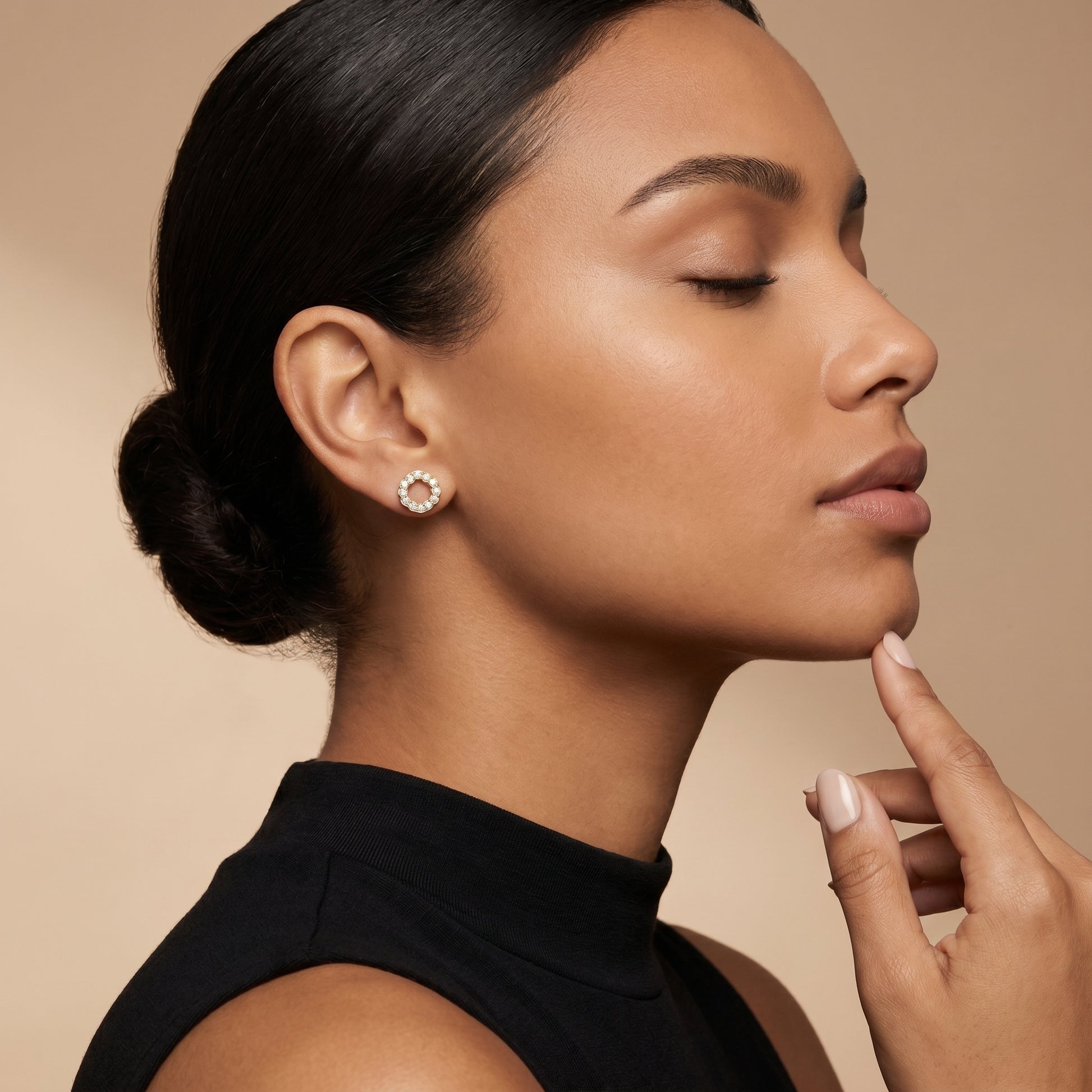 Round Cut Lab Grown Diamond Stud Earrings in Yellow Gold