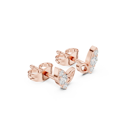 Round Cut Lab Grown Diamond Stud Earrings in Rose Gold