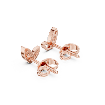 Round Cut Lab Grown Diamond Stud Earrings in Rose Gold