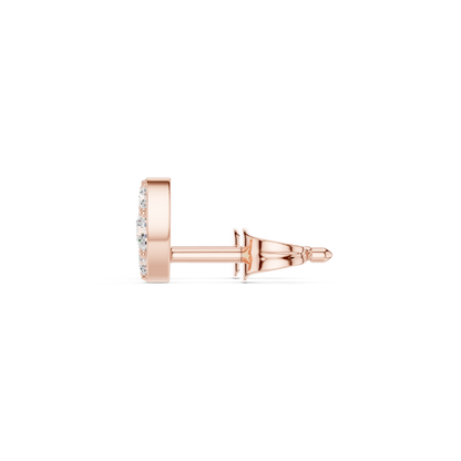 Round Cut Lab Grown Diamond Stud Earrings in Rose Gold