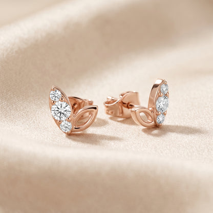 Round Cut Lab Grown Diamond Stud Earrings in Rose Gold
