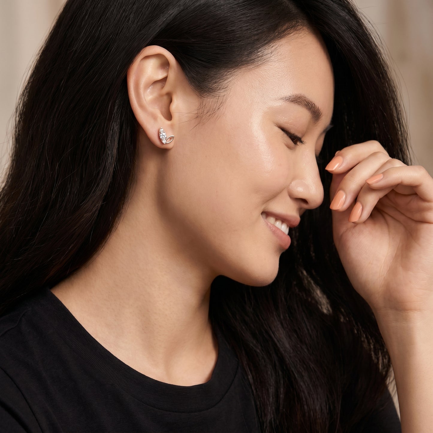 Round Cut Lab Grown Diamond Stud Earrings in Rose Gold