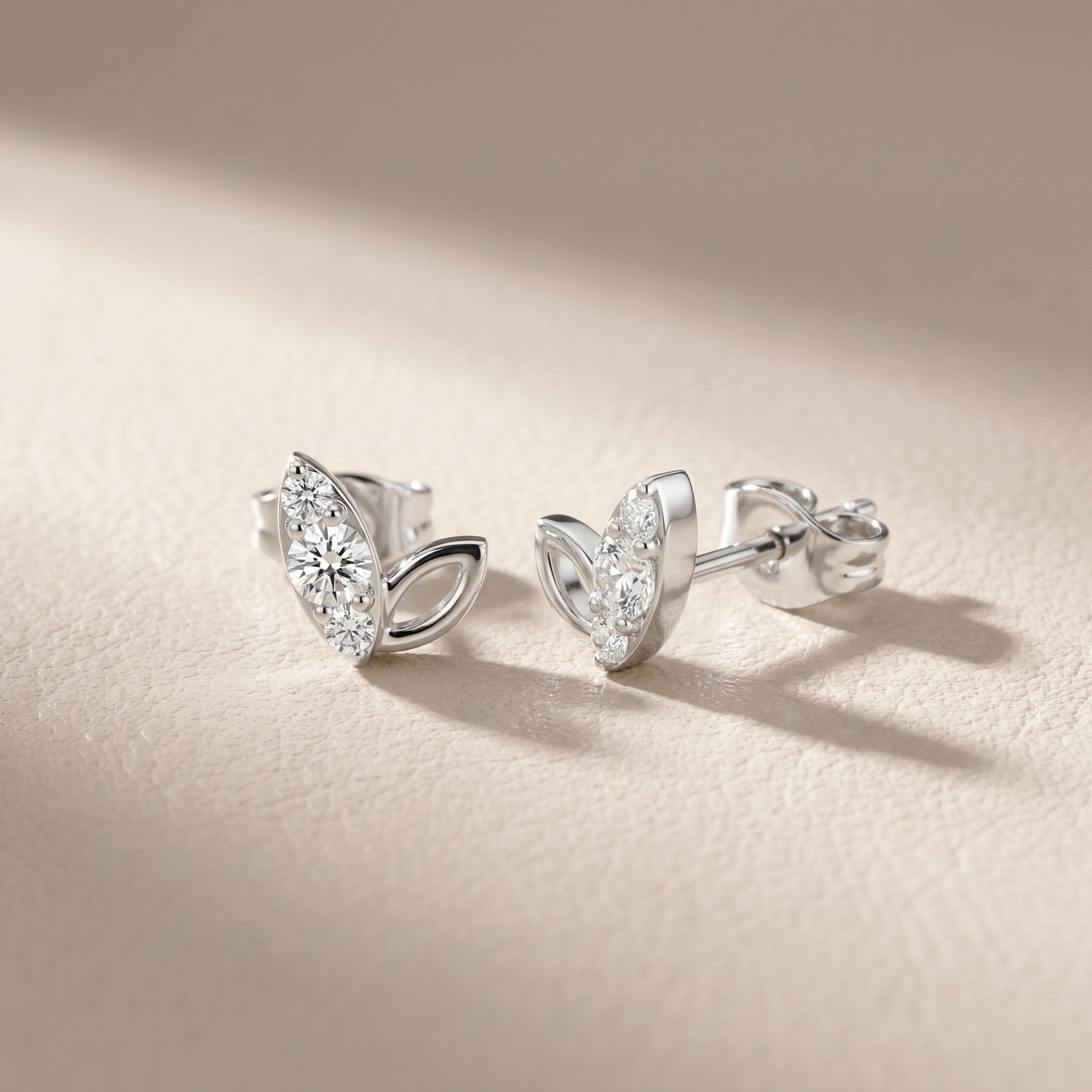 Round Cut Lab Grown Diamond Stud Earrings in Platinum