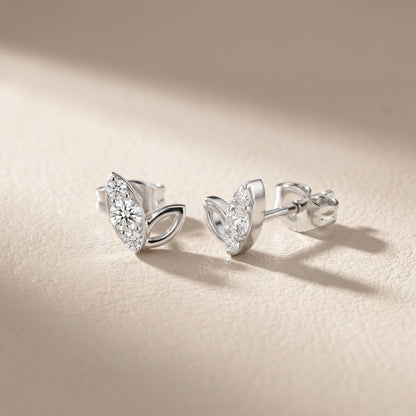 Round Cut Lab Grown Diamond Stud Earrings in Silver