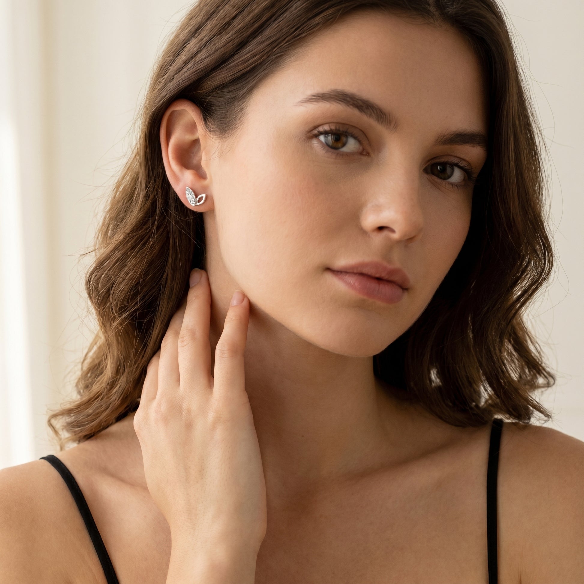 Round Cut Lab Grown Diamond Stud Earrings in Silver