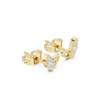 Round Cut Lab Grown Diamond Stud Earrings in Yellow Gold