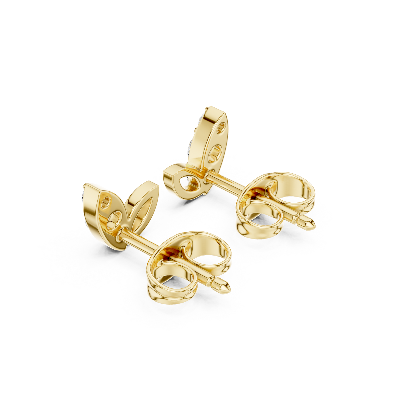 Round Cut Lab Grown Diamond Stud Earrings in Yellow Gold