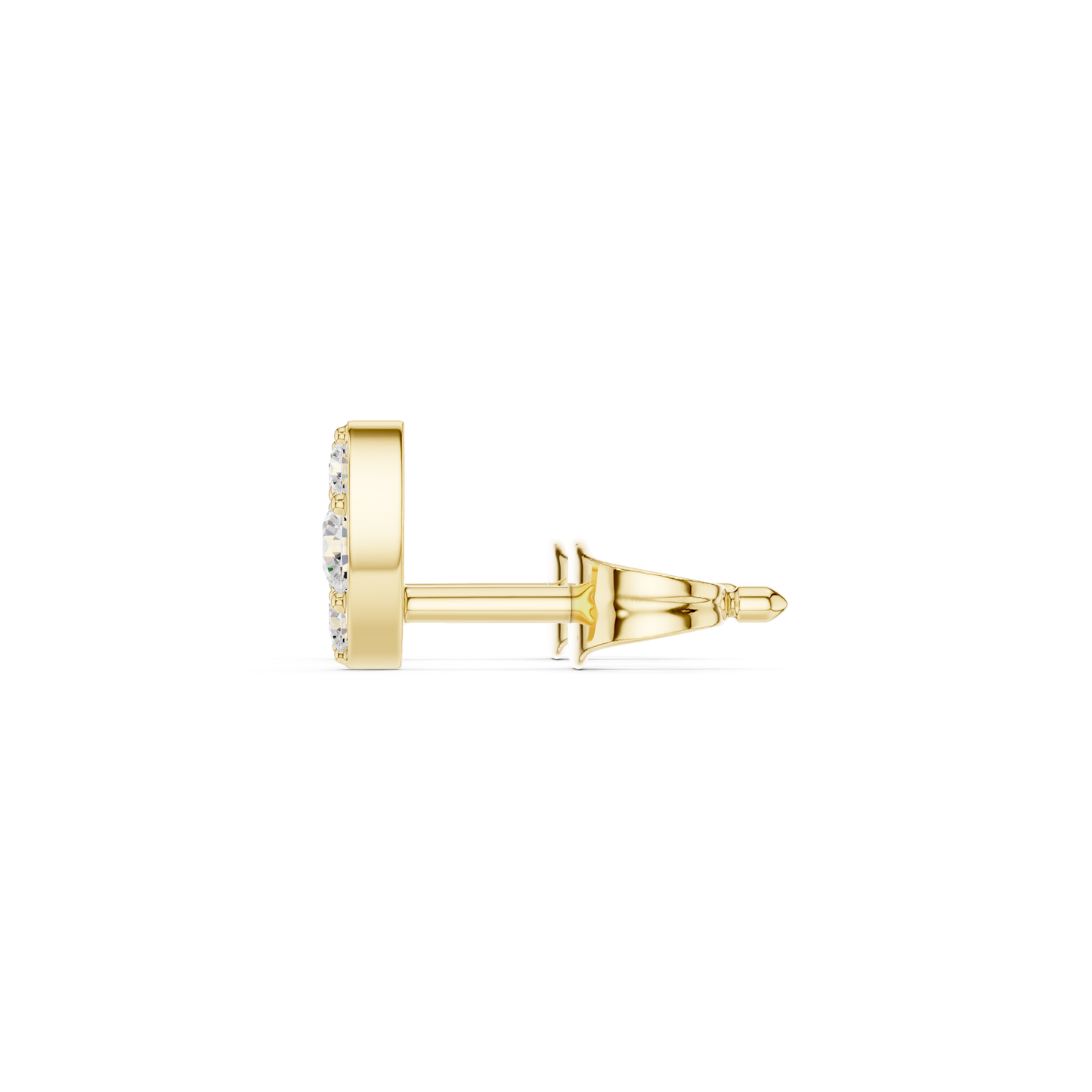 Round Cut Lab Grown Diamond Stud Earrings in Yellow Gold