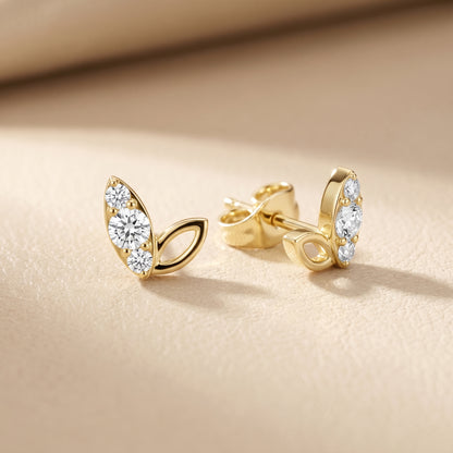 Round Cut Lab Grown Diamond Stud Earrings in Yellow Gold