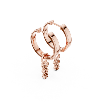 Round Cut Lab Grown Diamond Hoop Earrings in Rose Gold
