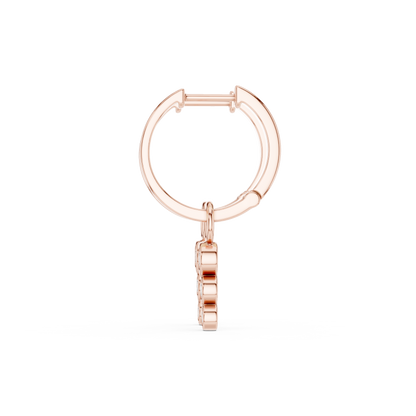 Round Cut Lab Grown Diamond Hoop Earrings in Rose Gold