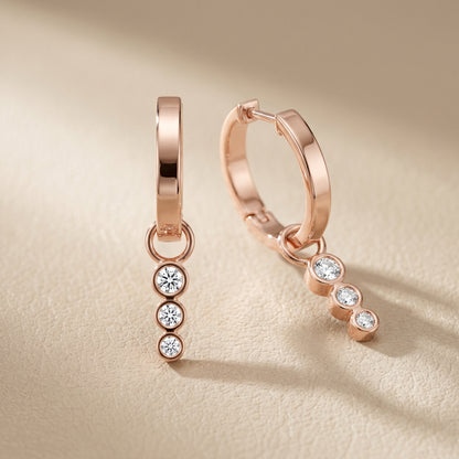 Round Cut Lab Grown Diamond Hoop Earrings in Rose Gold