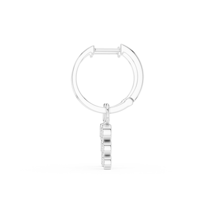 Round Cut Lab Grown Diamond Hoop Earrings in White Gold