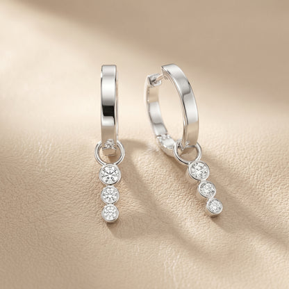 Round Cut Lab Grown Diamond Hoop Earrings in Silver