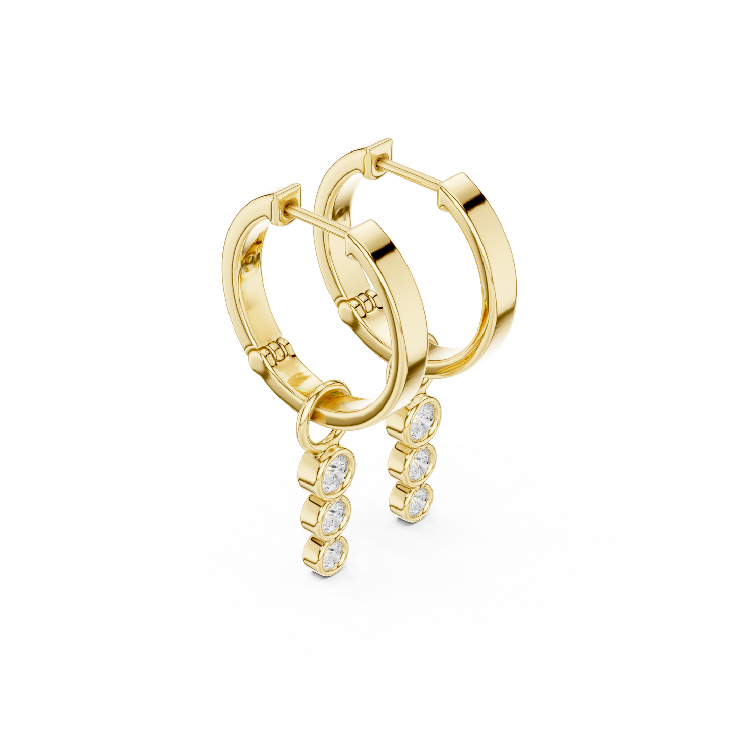 Round Cut Lab Grown Diamond Hoop Earrings in Yellow Gold