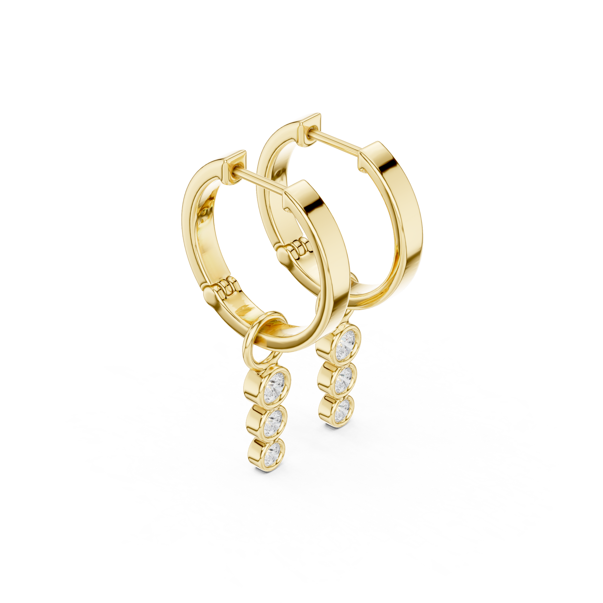 Round Cut Lab Grown Diamond Hoop Earrings in Yellow Gold