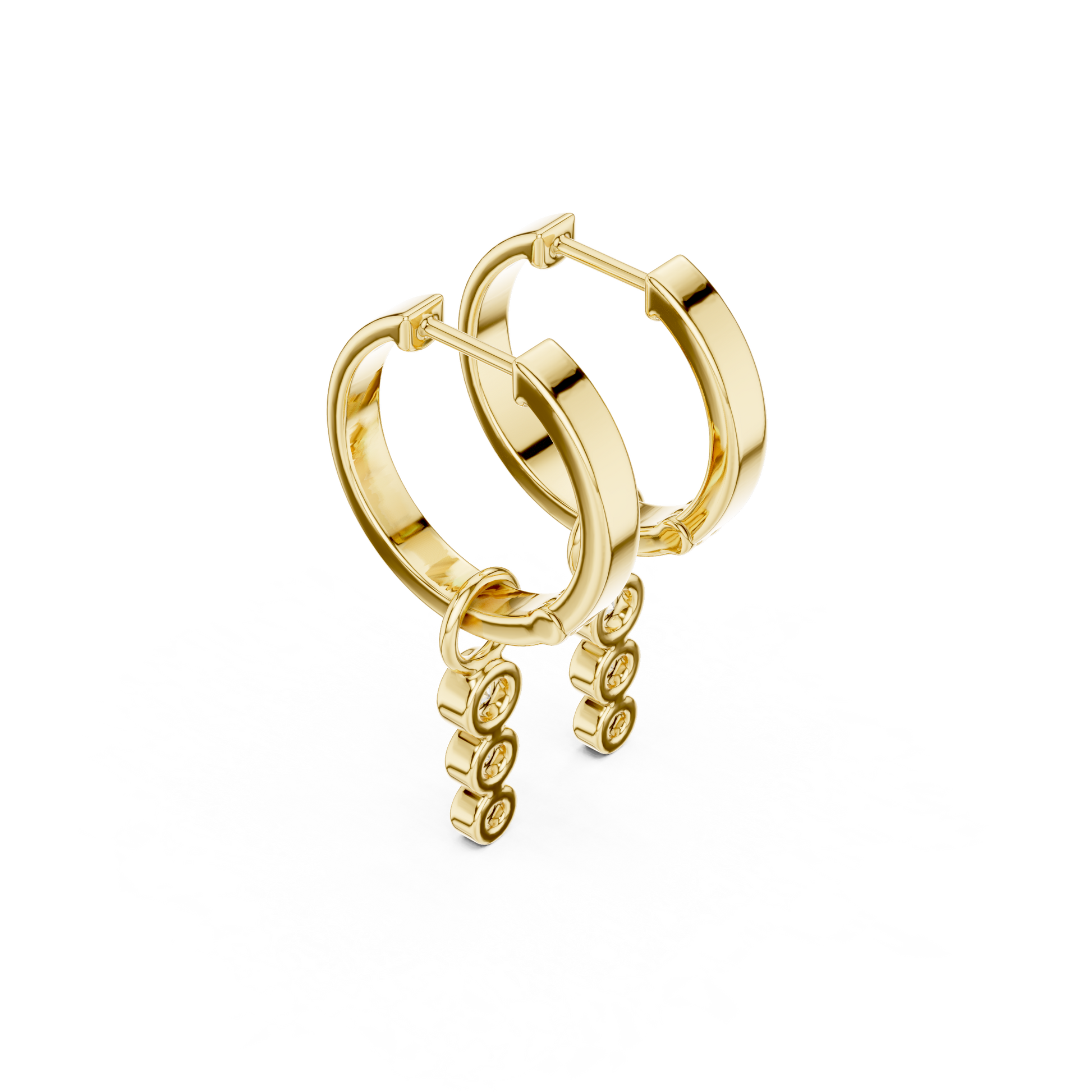 Round Cut Lab Grown Diamond Hoop Earrings in Yellow Gold