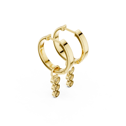 Round Cut Lab Grown Diamond Hoop Earrings in Yellow Gold
