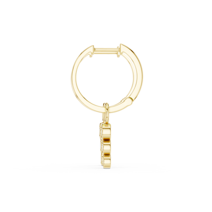 Round Cut Lab Grown Diamond Hoop Earrings in Yellow Gold