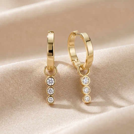 Round Cut Lab Grown Diamond Hoop Earrings in Yellow Gold