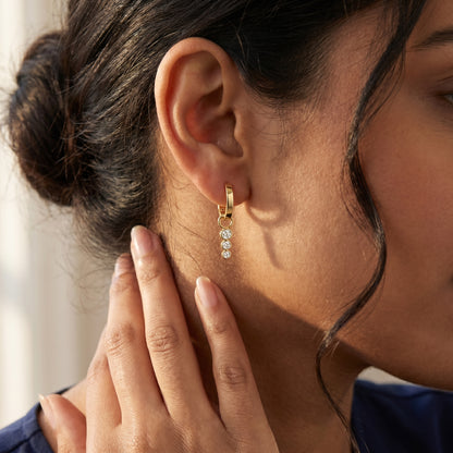 Round Cut Lab Grown Diamond Hoop Earrings in Yellow Gold