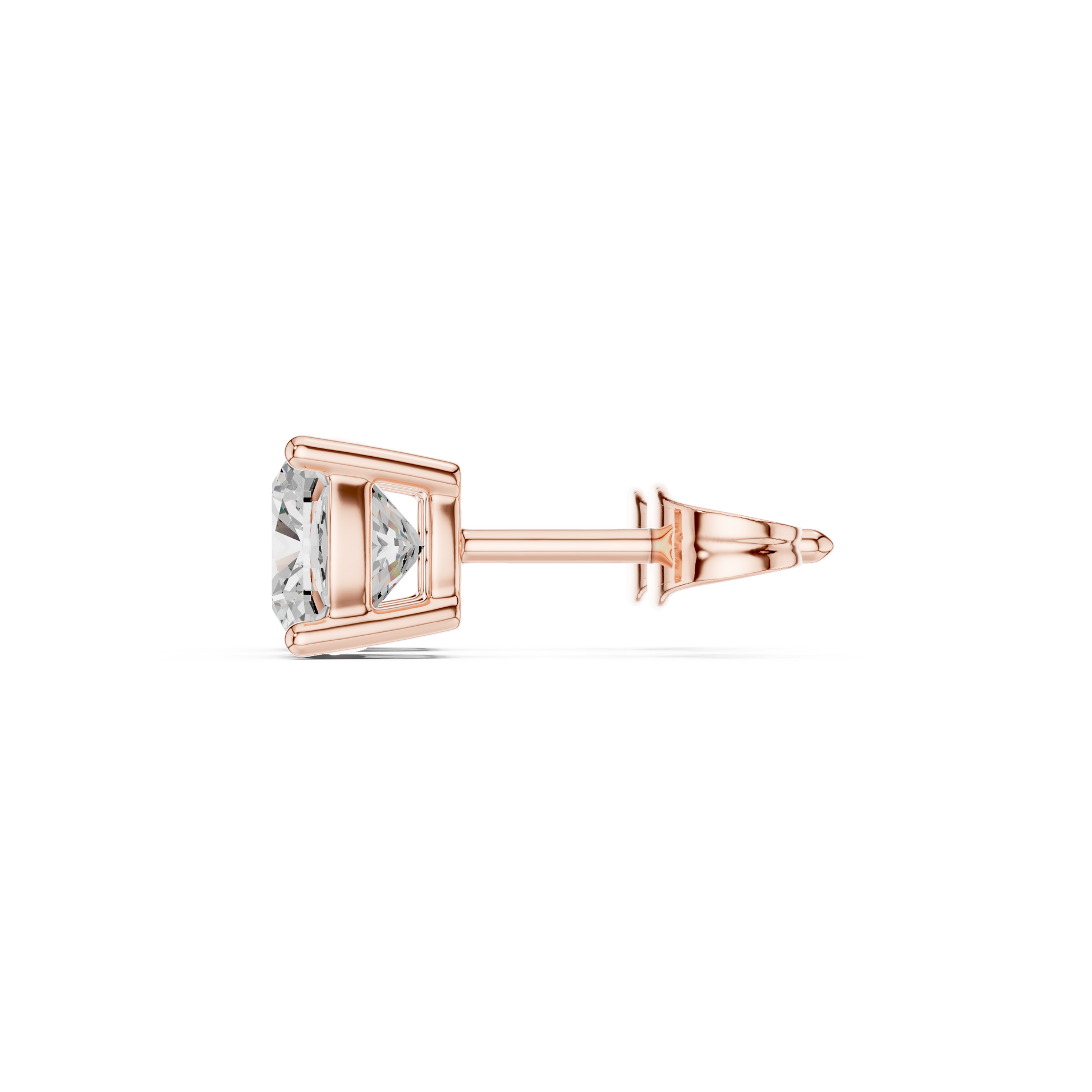 Cushion Cut Lab Grown Diamond Stud Earrings in Rose Gold