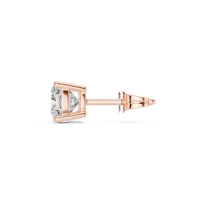 Cushion Cut Lab Grown Diamond Stud Earrings in Rose Gold