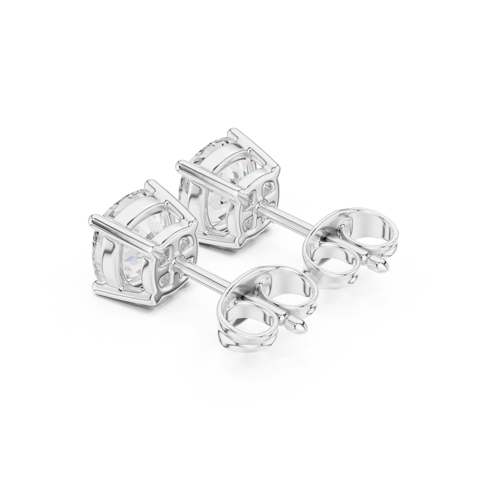 Cushion Cut Lab Grown Diamond Stud Earrings in White Gold