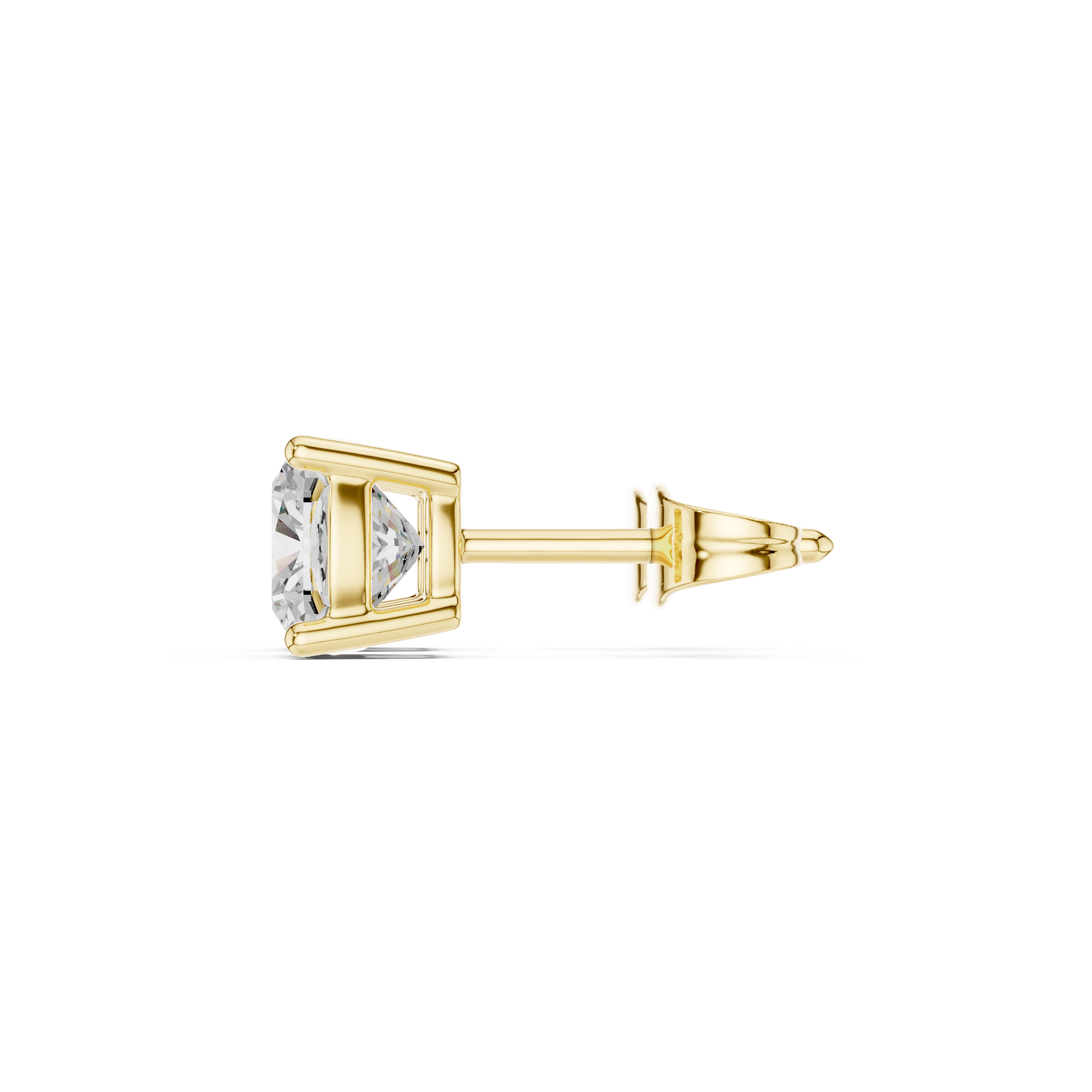 Cushion Cut Lab Grown Diamond Stud Earrings in Yellow Gold