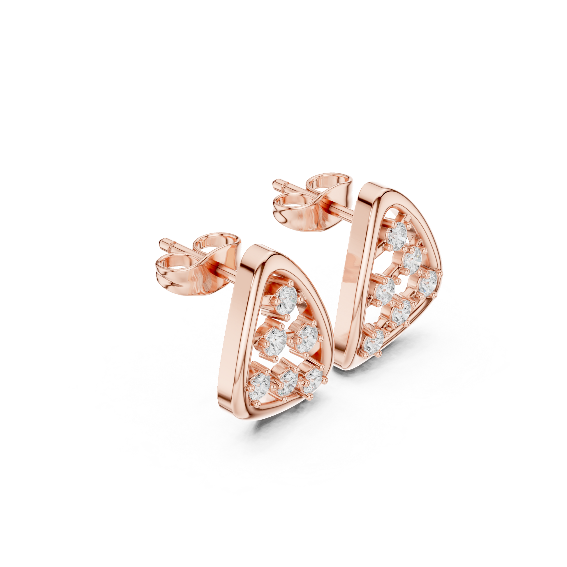 Round Cut Lab Grown Diamond Stud Earrings in Rose Gold