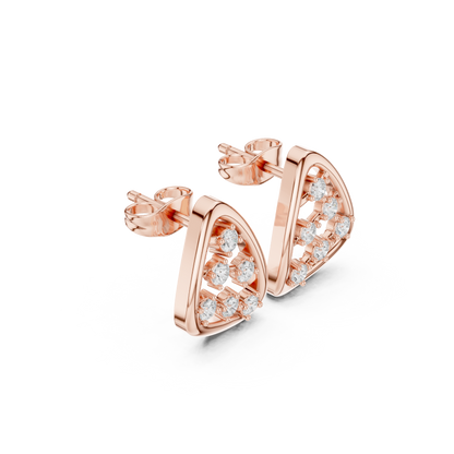 Round Cut Lab Grown Diamond Stud Earrings in Rose Gold