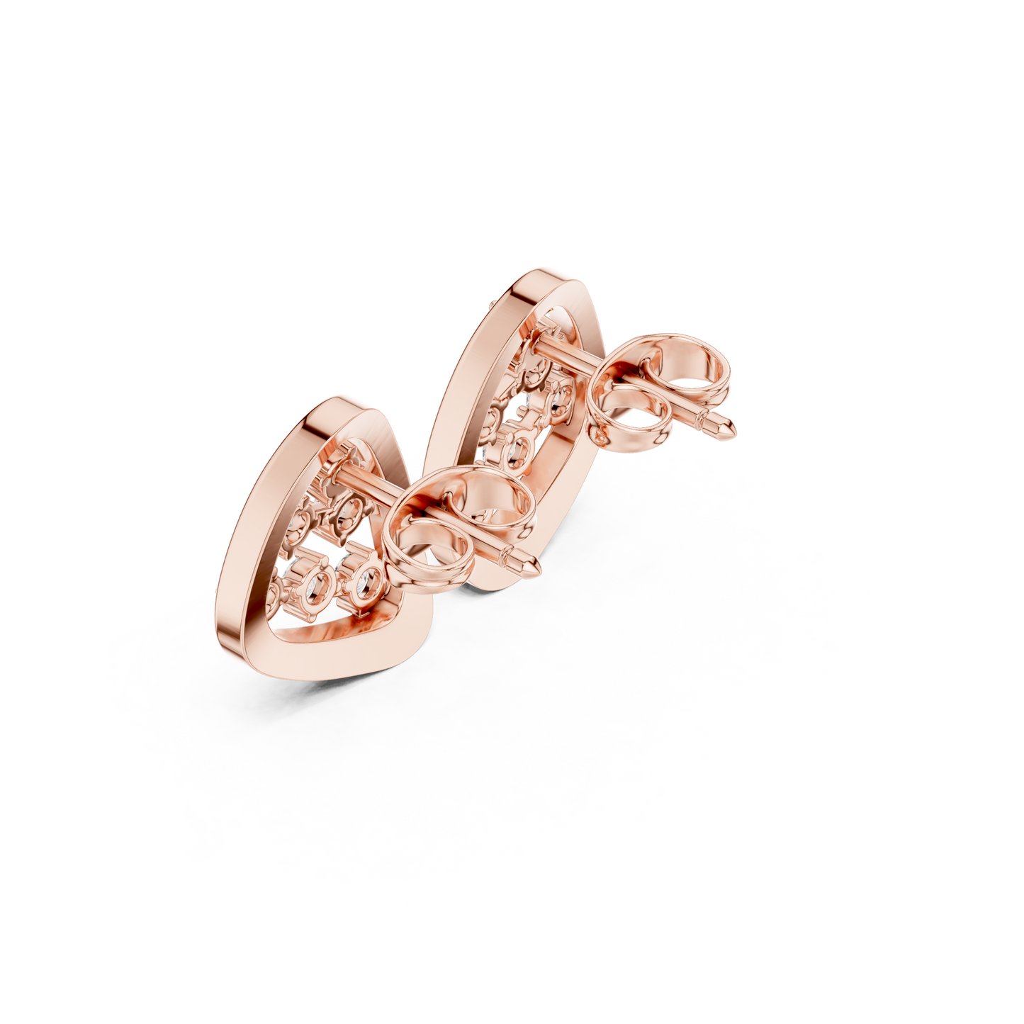 Round Cut Lab Grown Diamond Stud Earrings in Rose Gold