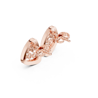 Round Cut Lab Grown Diamond Stud Earrings in Rose Gold