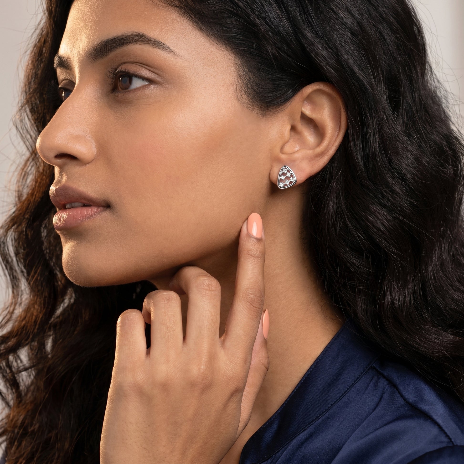 Round Cut Lab Grown Diamond Stud Earrings in Platinum