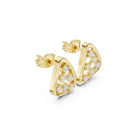 Round Cut Lab Grown Diamond Stud Earrings in Yellow Gold