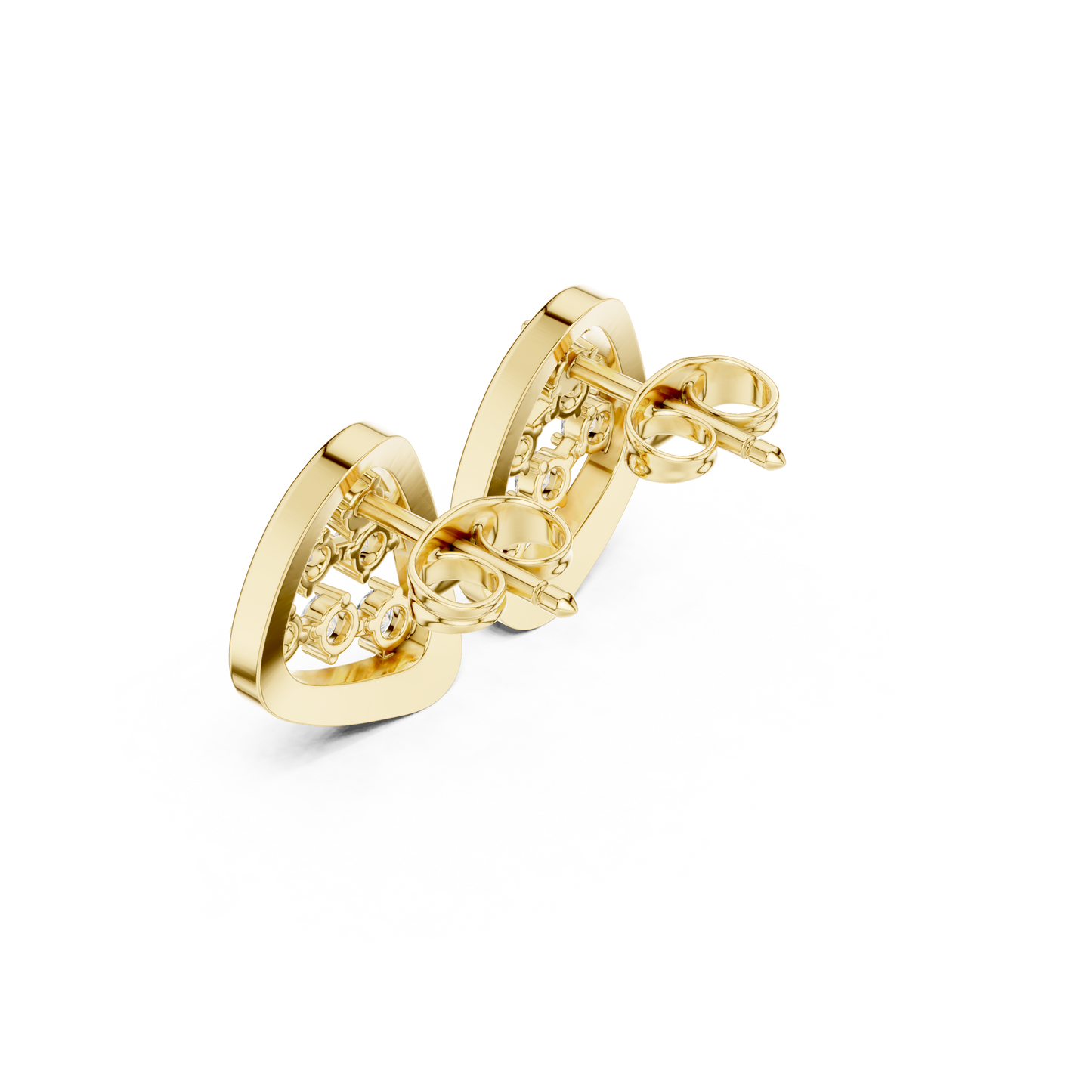Round Cut Lab Grown Diamond Stud Earrings in Yellow Gold
