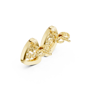 Round Cut Lab Grown Diamond Stud Earrings in Yellow Gold