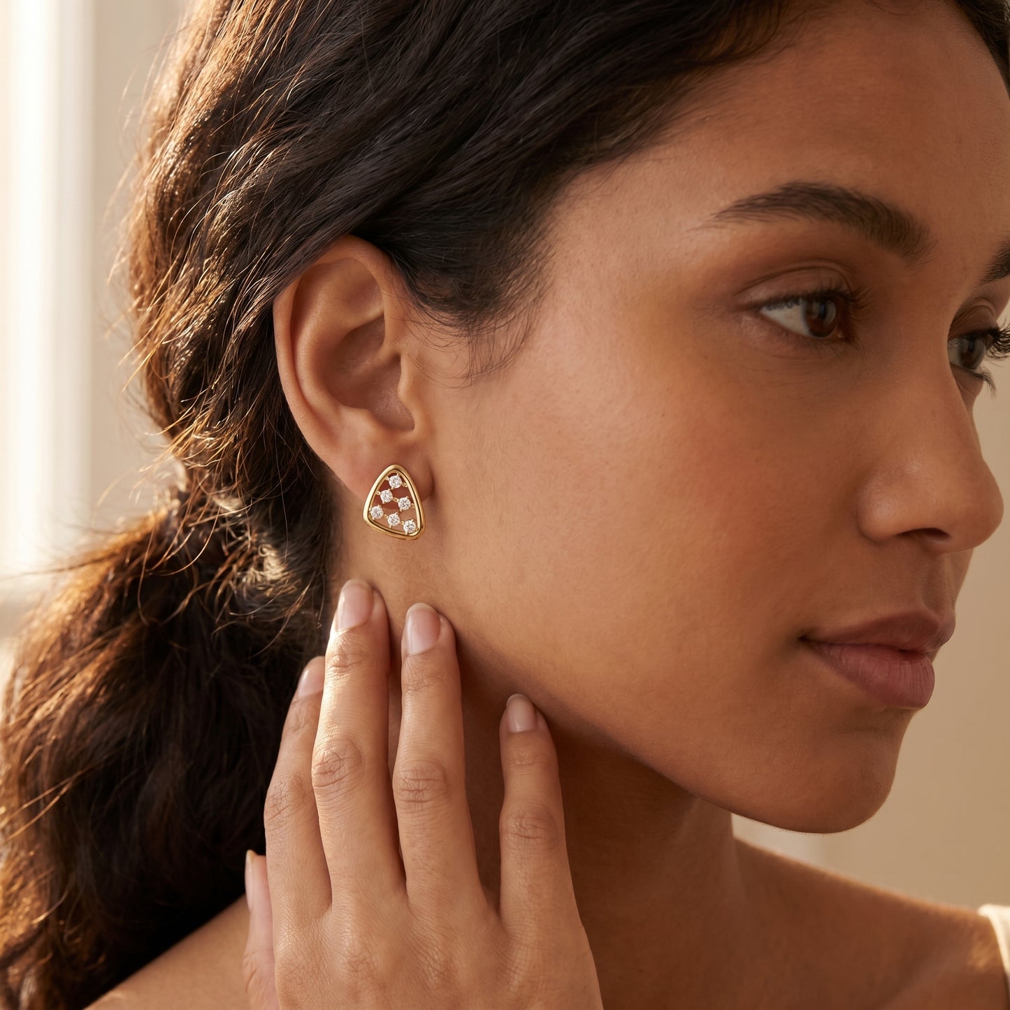 Round Cut Lab Grown Diamond Stud Earrings in Yellow Gold