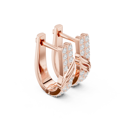 Round Cut Lab Grown Diamond Hoop Earrings in Rose Gold