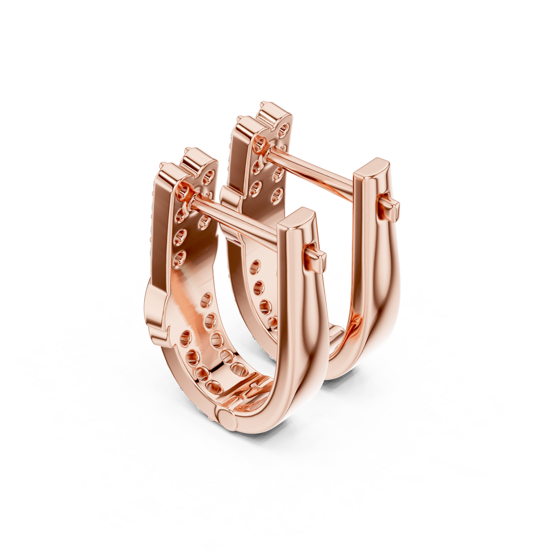 Round Cut Lab Grown Diamond Hoop Earrings in Rose Gold