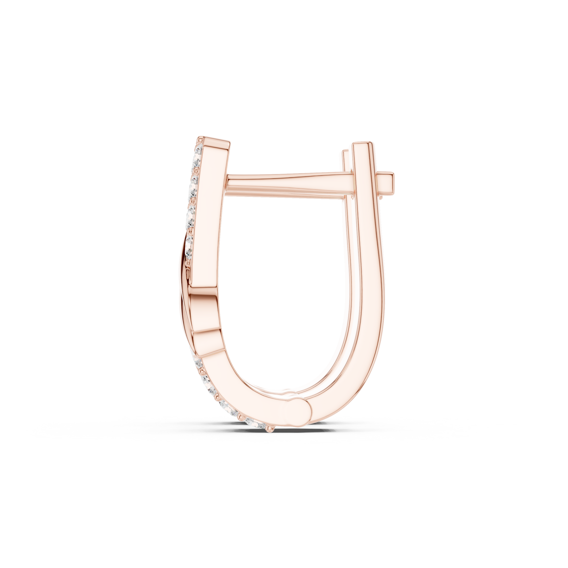 Round Cut Lab Grown Diamond Hoop Earrings in Rose Gold
