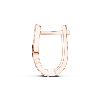 Round Cut Lab Grown Diamond Hoop Earrings in Rose Gold