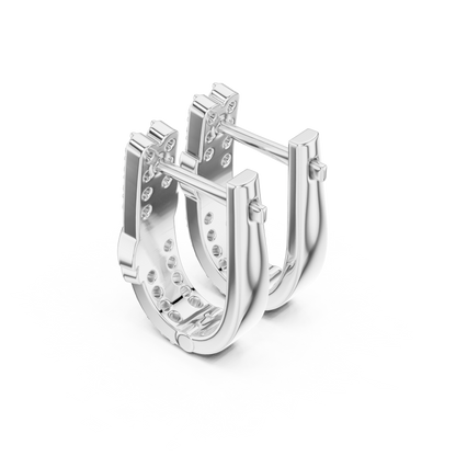 Round Cut Lab Grown Diamond Hoop Earrings in Platinum